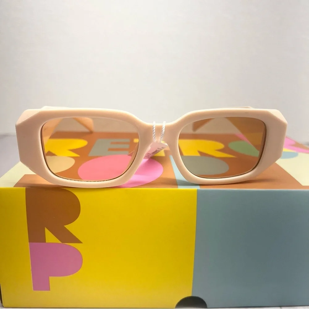 Oversized Square Cream Sunglasses UV400 Retro Fashion Thick‎ Frame Women
